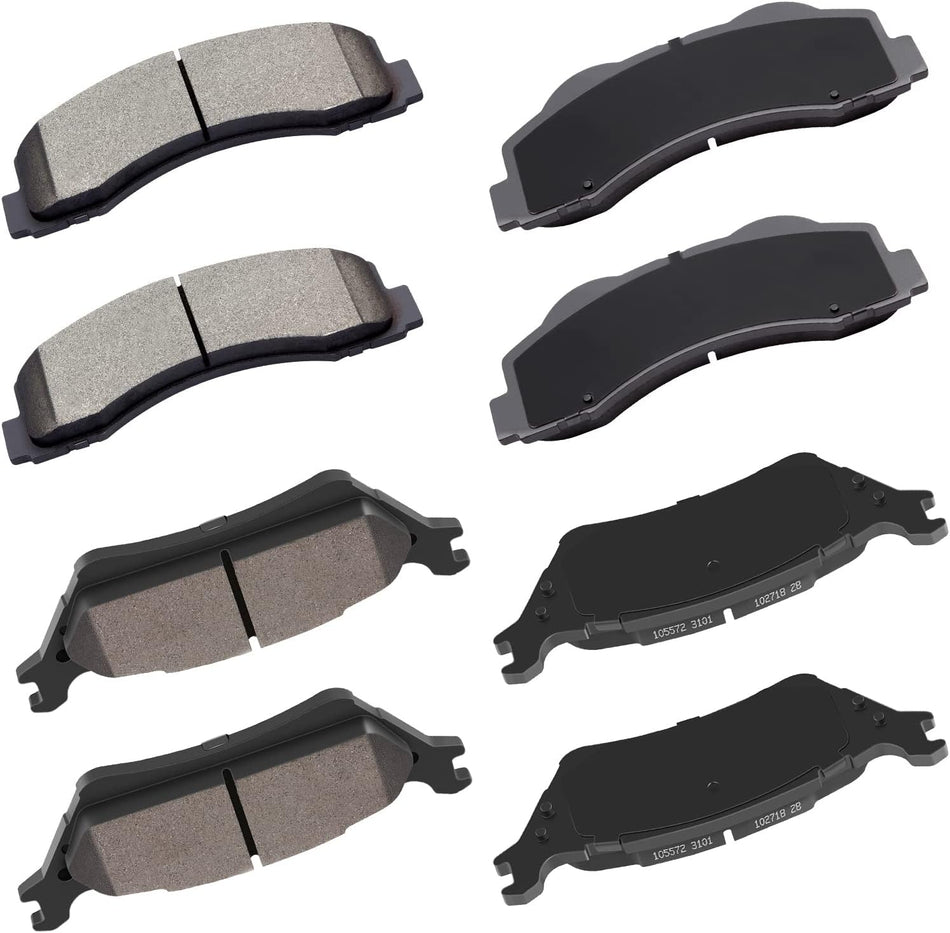 D1414 Low-Metallic Fleet Formula Front Brake Pad Set Compatible with Ford Lincoin