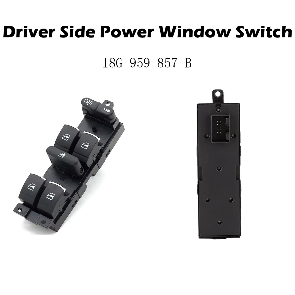 Interruptor de elevalunas eléctrico del lado del conductor #18G 959 857 B compatible con Volkswagen Passat B5 Golf Jetta MK4 2000-04