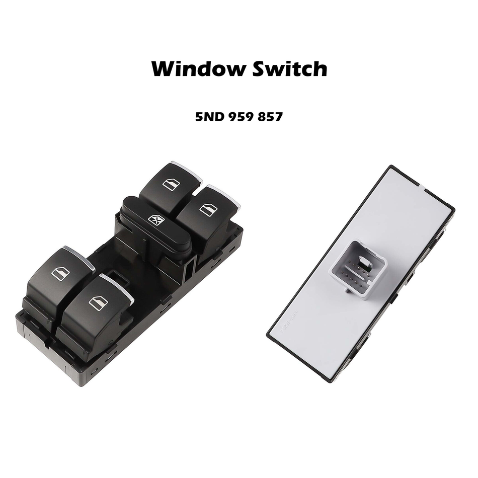 Driver Side Power Window Switch #5ND 959 857 Compatible with Volkswagen Golf Jetta MK5 MK6 Passat