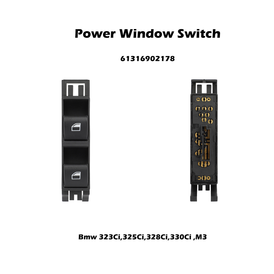 Interruptor de elevalunas eléctrico del lado del conductor #61316902178 compatible con BMW E46 325Ci 325i 330Ci M3 Base 2001-2006