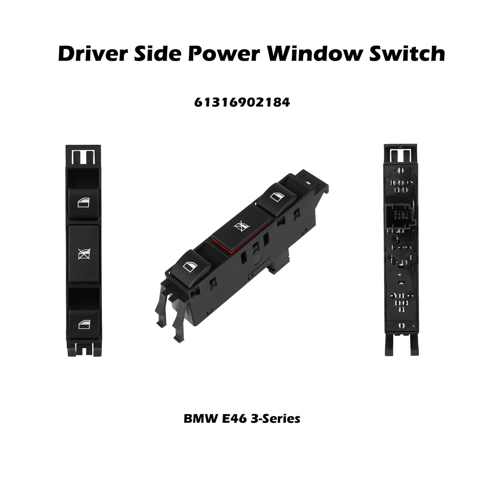 Interruptor de ventana eléctrica del lado del conductor #61316902184 Compatible con BMW 323i 325i 330i M3 328i 323ci 325ci 1999-2005