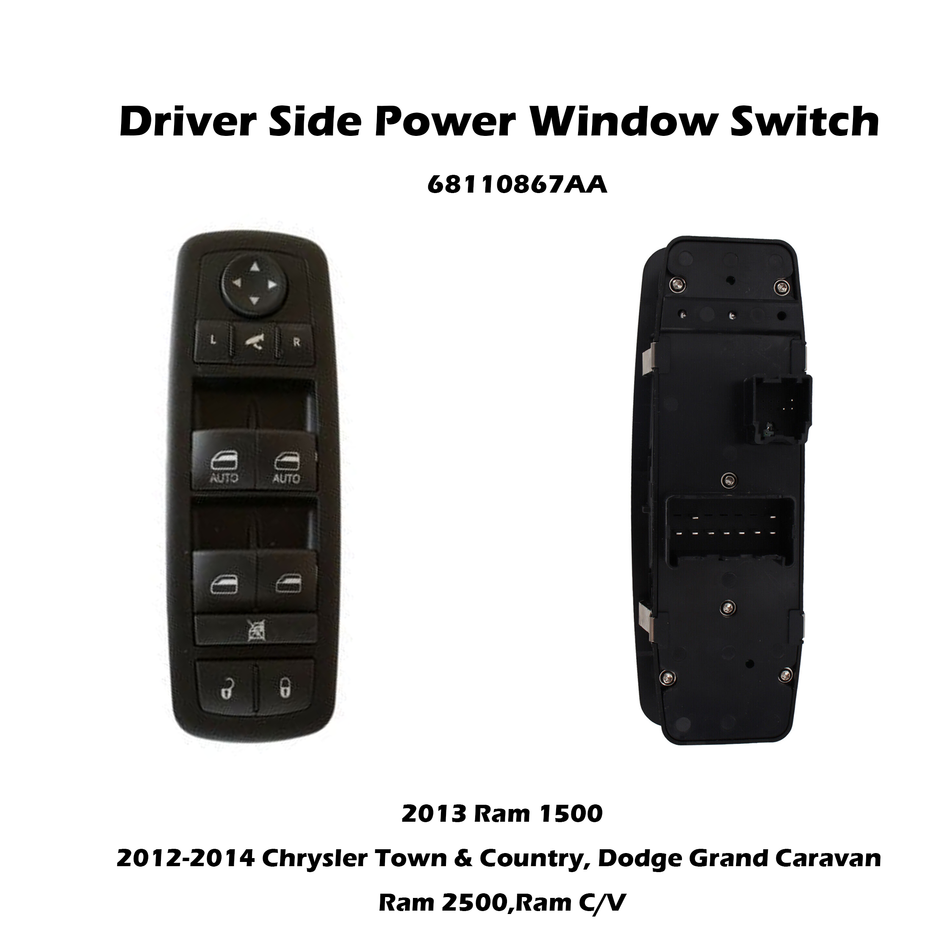 Front Driver Power Window Switch for Ram 1500 2500 3500 2012-2015 68110867AA